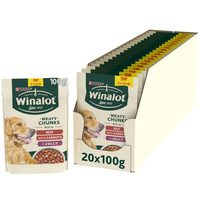 Winalot Pouches Meaty Chunks Beef & Carrot In Jelly 20x100g