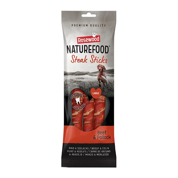 Rosewood Naturefood Steak Sticks Beef - Large 3pc 240g