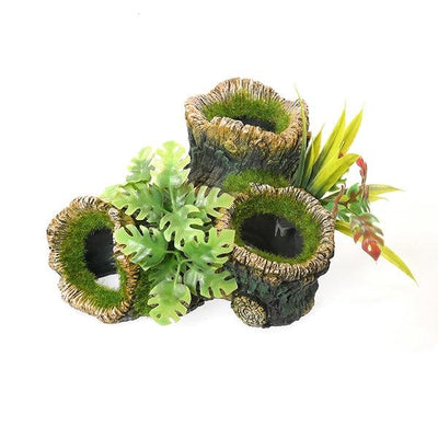 Rosewood Hollow Stump With Plants - Ormskirk Pets