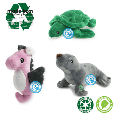 Ancol Made From Mini Turtle Seal or Seahorse - Single Toy - Ormskirk Pets