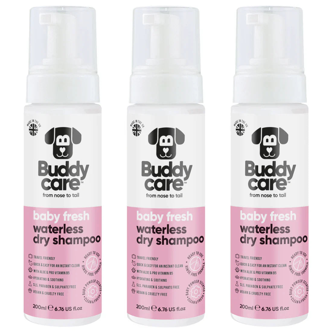 Buddycare Waterless Dog Shampoo Baby Fresh 200ml