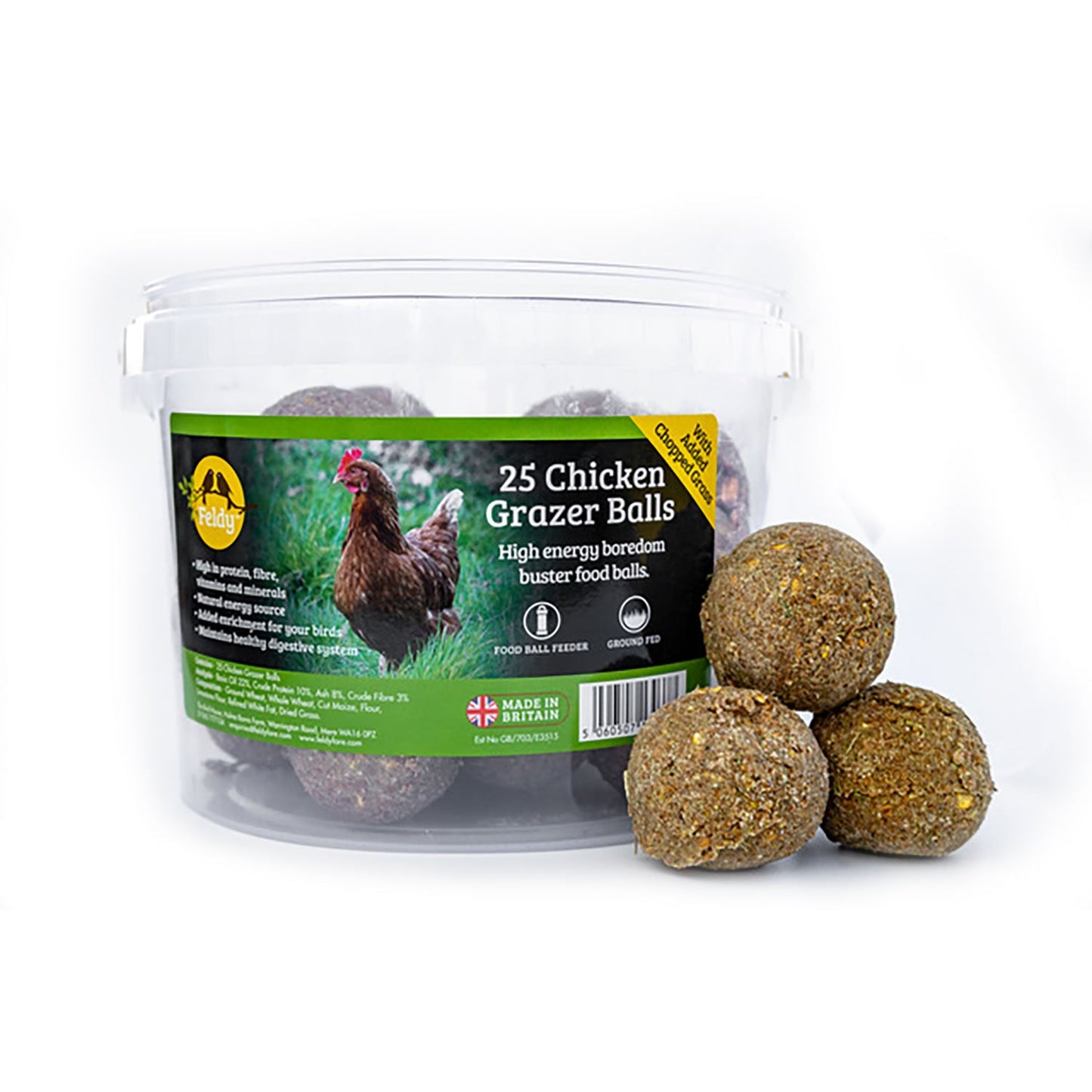 FELDY CHICKEN PECKER TREAT BALLS GRAZER 25 TUB