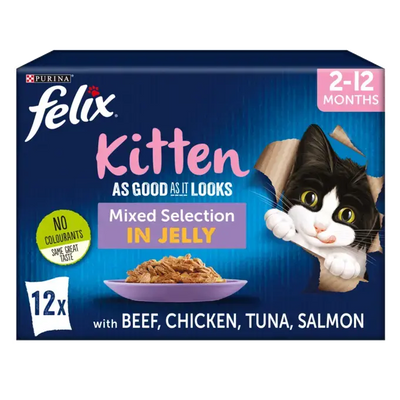 Felix As Good As It Looks Kitten Mixed Selection In Jelly 12 X 85G