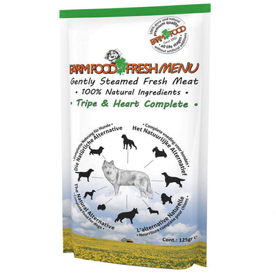 Farm Food Dog Fresh Menu Wet Food Tripe & Heart Pouches 16x125g