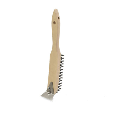 HILLBRUSH TRADE WIRE SCRATCH BRUSH WITH SCRAPER STEEL STIFF 308 MM