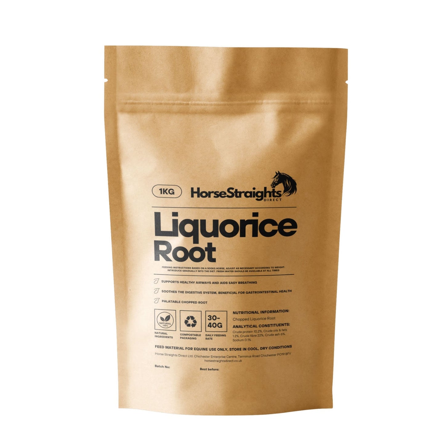 Horse Straights Direct Liquorice Root Chopped 1kg