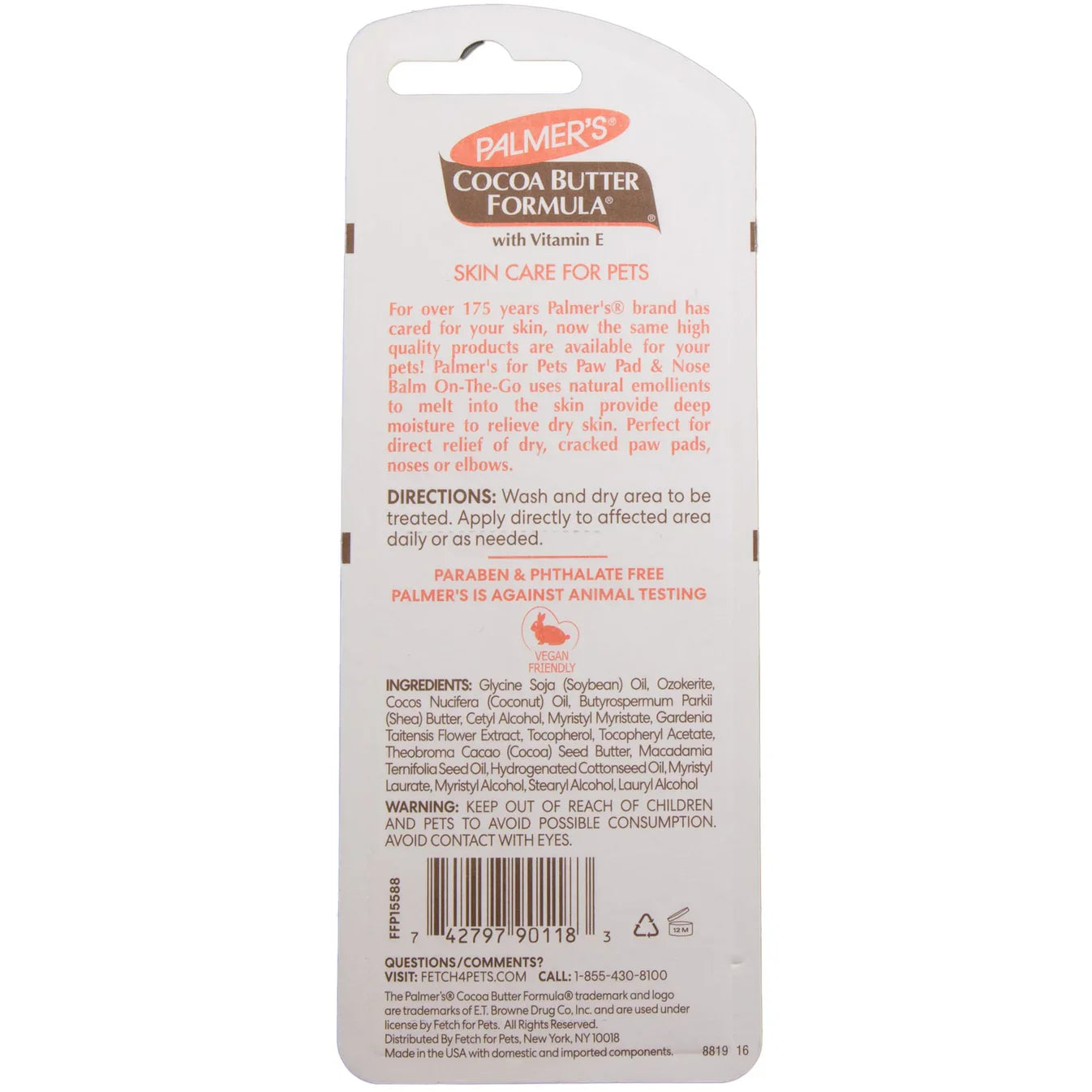 Palmer's For Pets Paw Pad & Nose Balm On-The-Go With Cocoa Butter 15ml