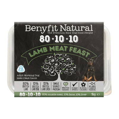Benyfit Natural 80.10.10 Lamb Meat Feast, 1kg (Raw Frozen)