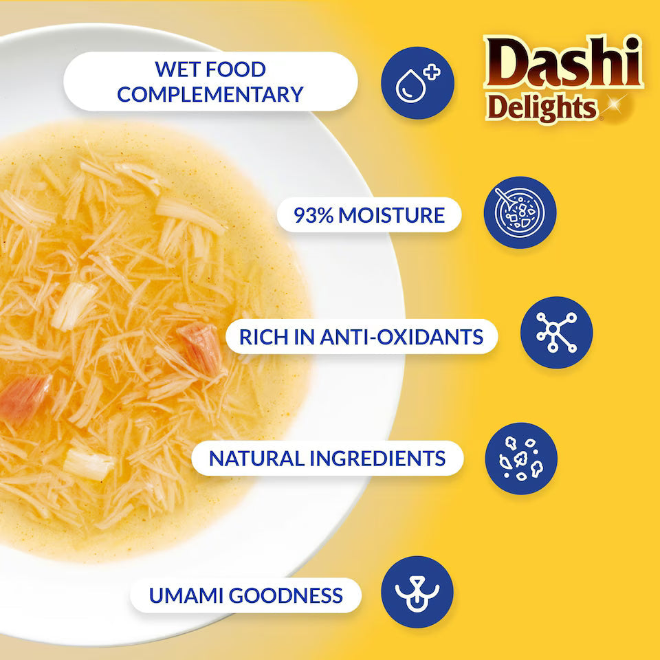 Dashi Delights Silky Broth Chicken with Salmon Recipe Cat Wet Pouches 40gx12