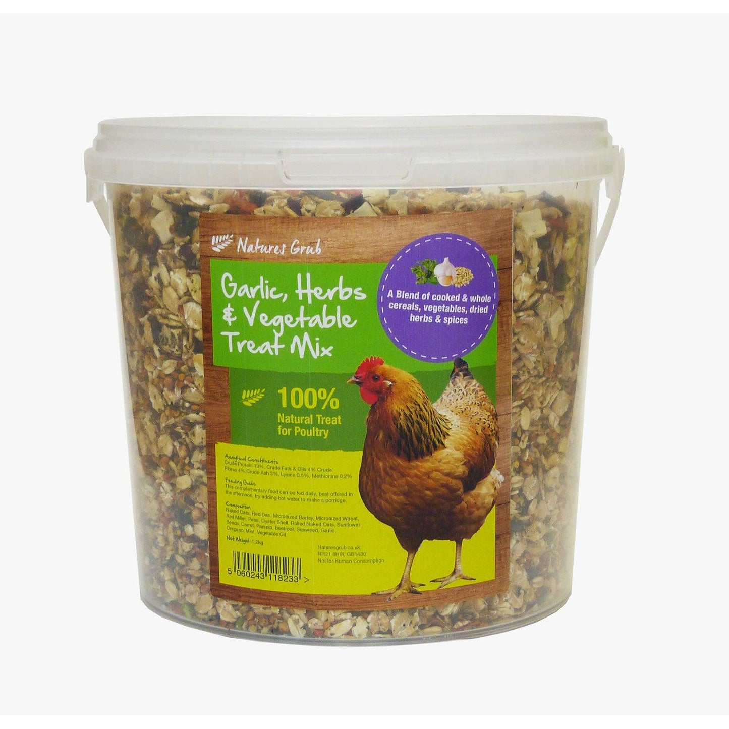 Natures Grub Garlic Herbs & Vegetable Treat Mix 1.2kg - Ormskirk Pets
