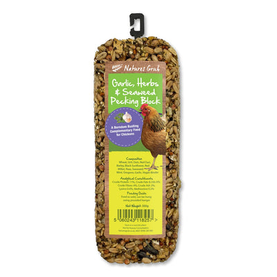 NATURES GRUB GARLIC, HERBS & SEAWEED PECKING BLOCK 330 GM