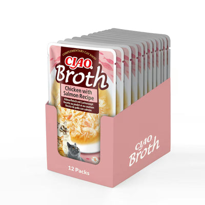 CIAO Broth Chicken with Salmon Recipe Cat Wet Pouches 40gx12