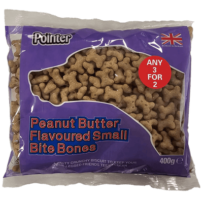 Pointer Peanut Butter Flavoured Small Bite Bones 400g Buy 2 Get 1 Free