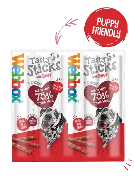 Webbox Tasty Sticks Beef Dog Treats 5pk Large