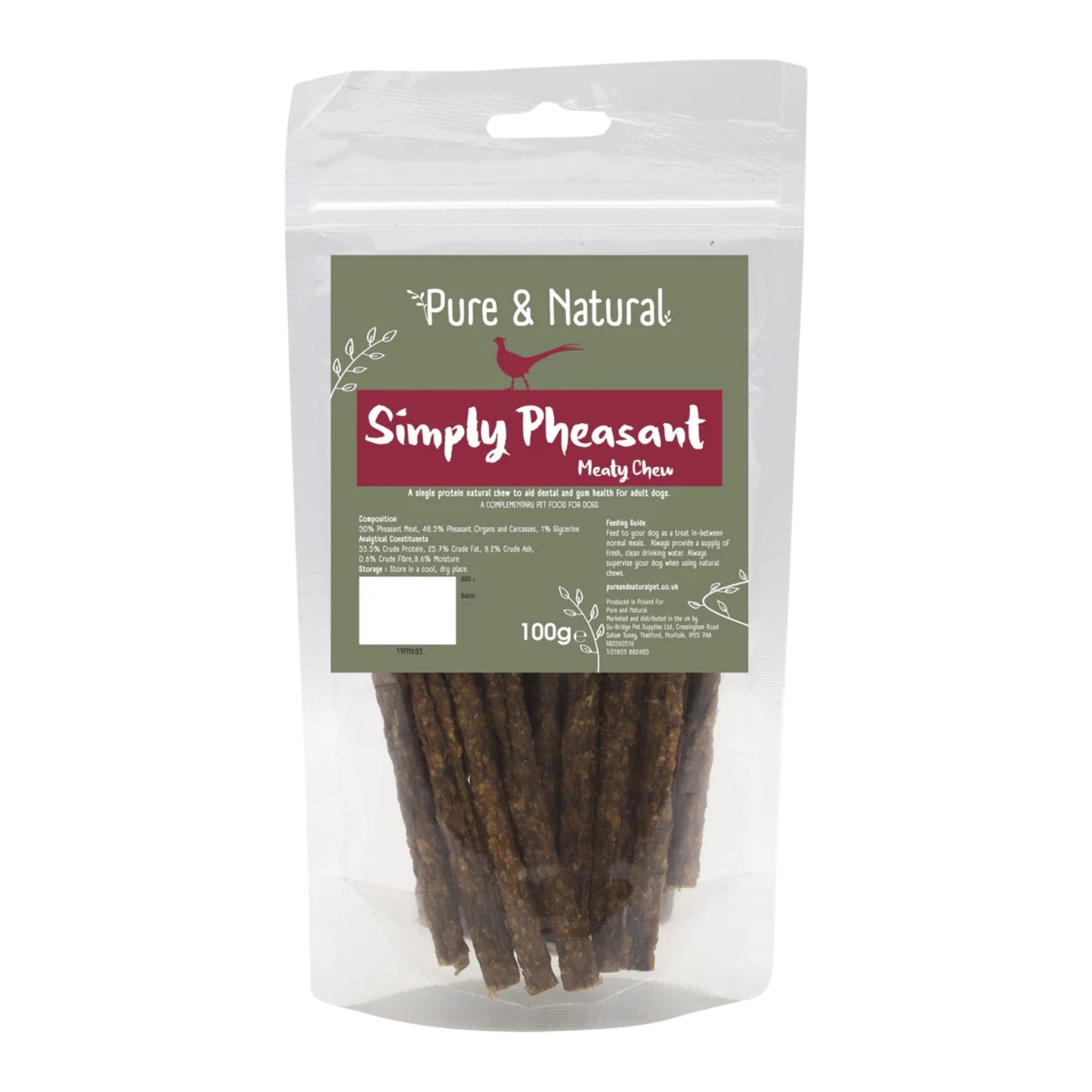 Pure & Natural Meat Strips Pheasant 100g