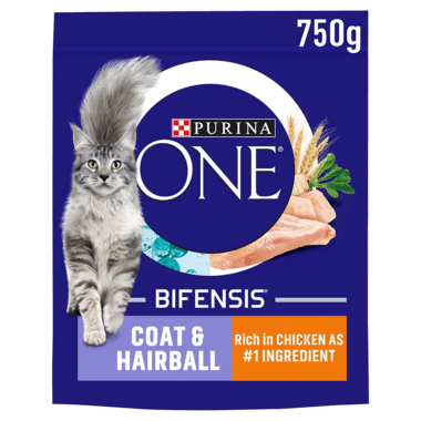 Purina One Coat And Hairball Adult Dry Cat Food With Chicken & Wheat 750G - Ormskirk Pets