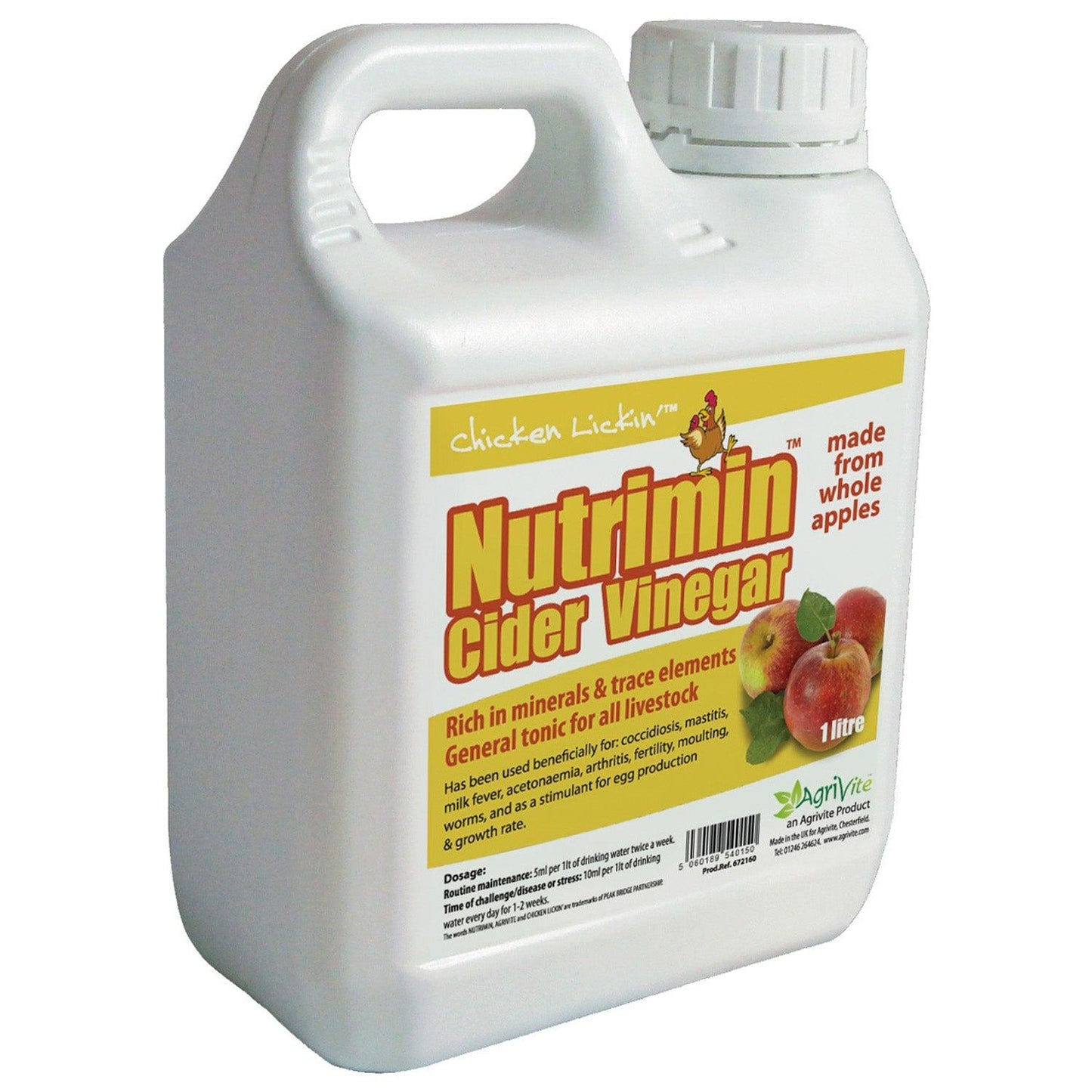 Agrivite Chicken Lickin Nutrimin Cider Vinegar 1ltr - Ormskirk Pets