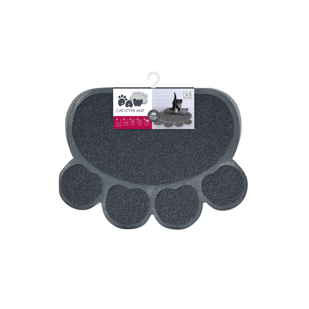 M-PETS Paw Cat Litter Mat Grey