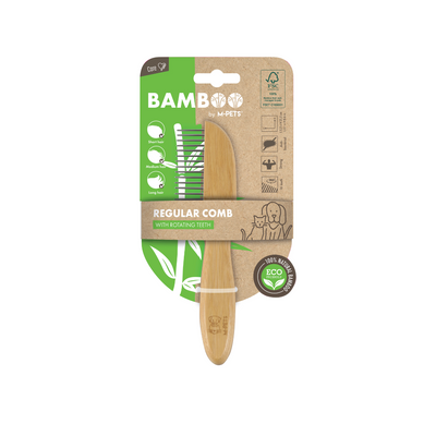 M-PETS Bamboo Regular Comb With Rotating Teeth