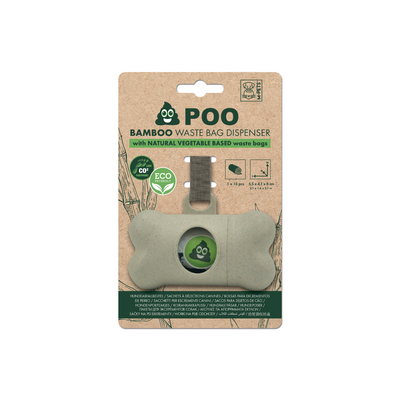 M-PETS Poo Bamboo Waste Bag Dispenser With Natural Vegetable Bags