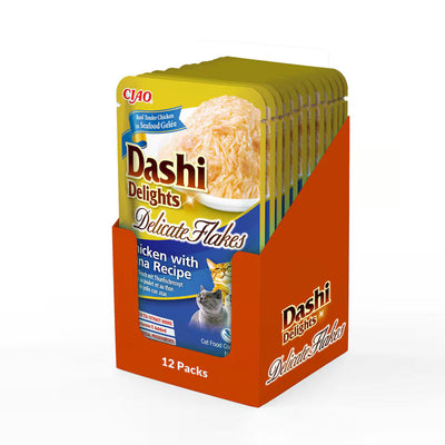 Dashi Delights Delicate Flakes Chicken with Tuna Recipe Cat Wet Pouches 40gx12