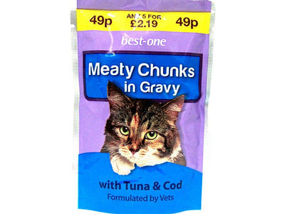 Best-One Cat Pouches Meaty Chunks Tuna & Cod 22x100g