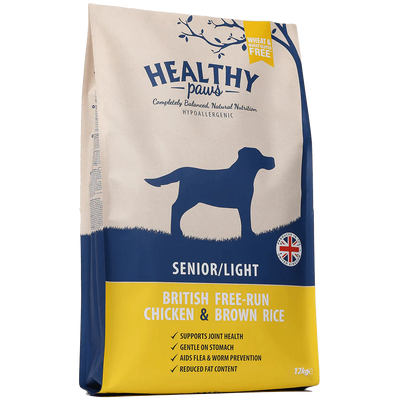 Healthy Paws British Free-Run Chicken & Brown Rice Senior/Light 12kg - Ormskirk Pets
