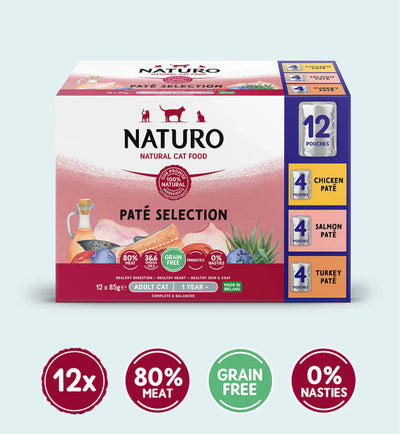 Naturo Cat Pouch Adult Variety Pate 85g x 12