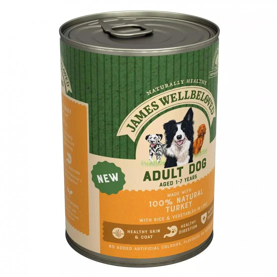 James Wellbeloved Adult Wet Dog Food Tin Turkey & Rice in Loaf 400g x 12 - Ormskirk Pets