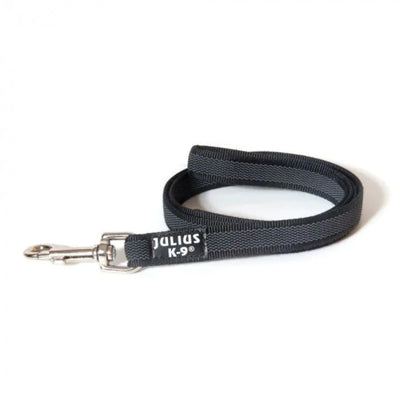 Julius-K9 Color & Grey Super-Grip Leash With Handle Thick Black & Grey