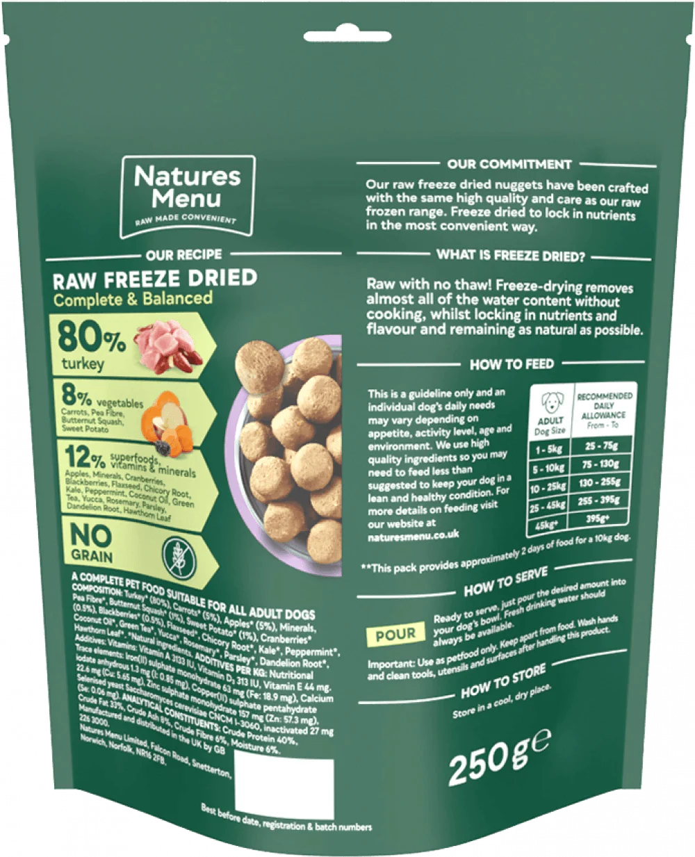 Natures Menu 80/20 Turkey Freeze Dried 250g - Ormskirk Pets