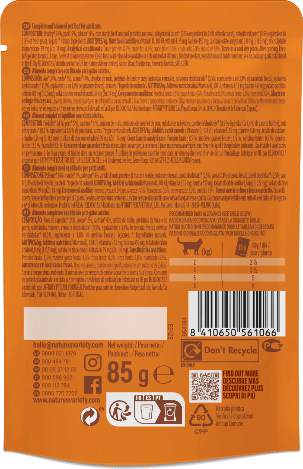 Natures Variety Salmon Bites in Gravy Cat Pate 85g x 22 pouches - Ormskirk Pets
