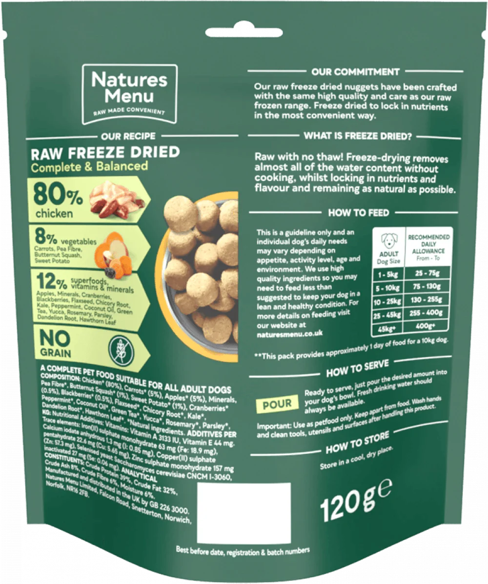 Natures Menu 80/20 Chicken Freeze Dried 120g - Ormskirk Pets
