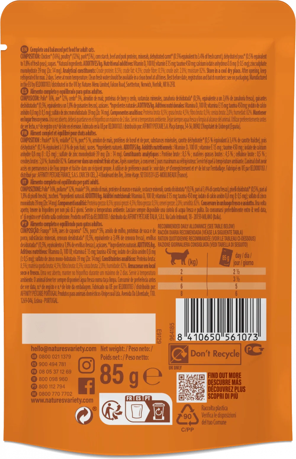 Natures Variety Chicken Bites in Gravy Cat Pate 85g x 22 pouches - Ormskirk Pets