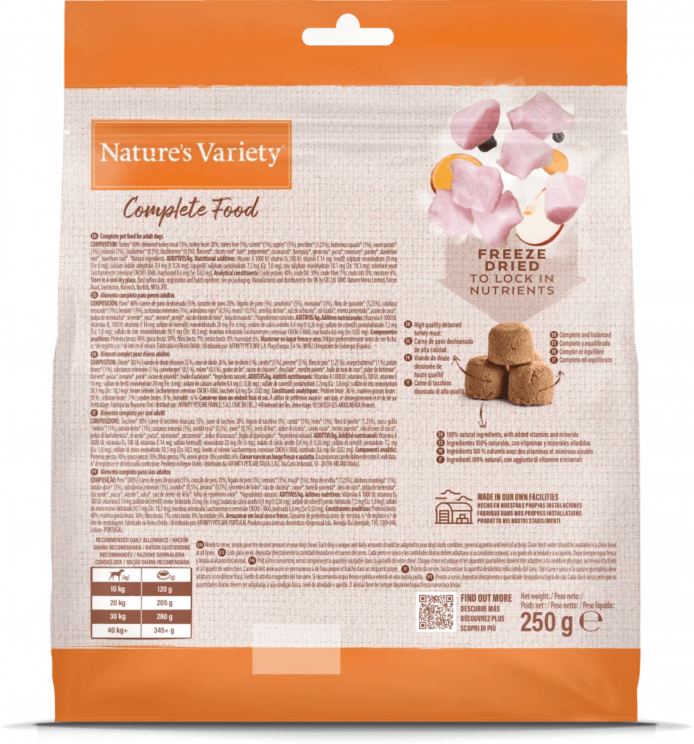 Natures Variety Turkey Complete Freeze Dried Food 250g - Ormskirk Pets