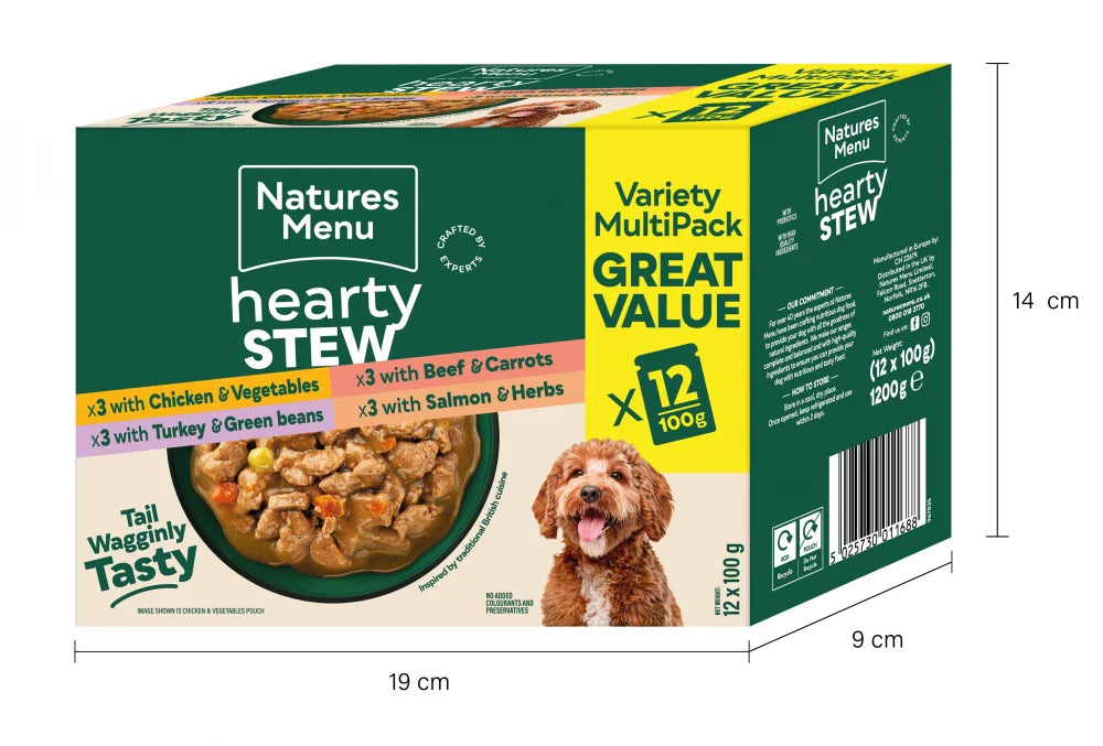 Natures Menu Hearty Stews Adult Dog Pouches Multipack - 12 x 100g