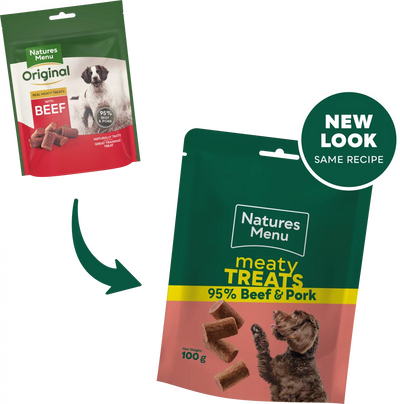 Natures Menu Treats For Adult Dogs Beef And Pork Meaty Treats 100G