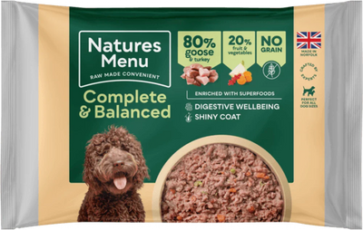 Natures Menu Complete & Balanced Raw Goose & Turkey For Adult Dogs 500g