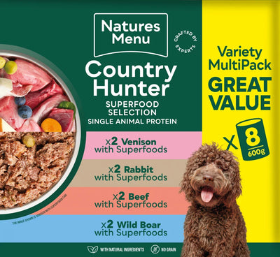 Natures Menu Country Hunter Cans Superfood Selection Multipack For Adult Dogs 8x600g