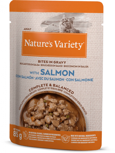 Natures Variety Salmon Bites in Gravy Cat Pate 85g x 22 pouches - Ormskirk Pets