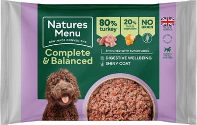 Natures Menu Complete & Balanced Raw Turkey For Adult Dogs 500g