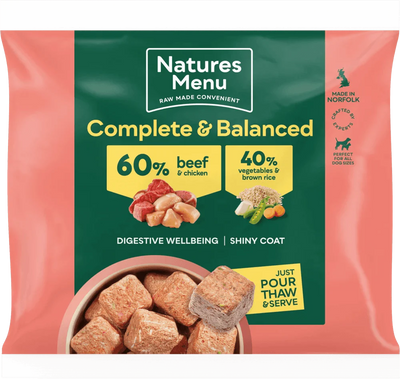 Natures Menu 60/40 Beef Nuggets with Chicken, Vegetables and Brown Rice 1kg - Ormskirk Pets