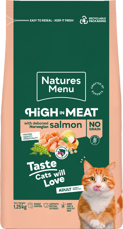 Natures Menu High In Meat Dry Cat Food No Grain With Salmon