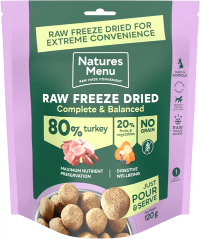 Natures Menu 80/20 TURKEY Freeze Dried 120g - Ormskirk Pets