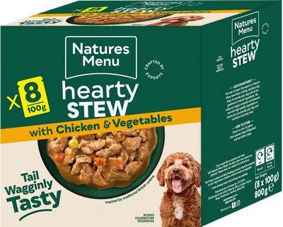 Natures Menu Dog Pouches Hearty Stews Chicken For Adult Dogs 8 x 100g
