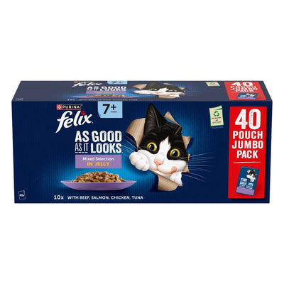 FELIX As Good As it Looks Senior 7+ Mixed in Jelly Wet Cat Food 40x85g