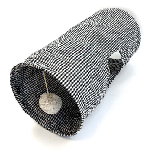 Tabby Patch Black Check Cat Tunnel