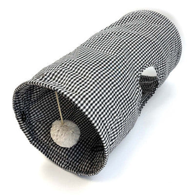Tabby Patch Black Check Cat Tunnel