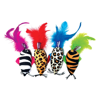 Tabby Patch Safari Feather Mouse Cat Toy Assorted