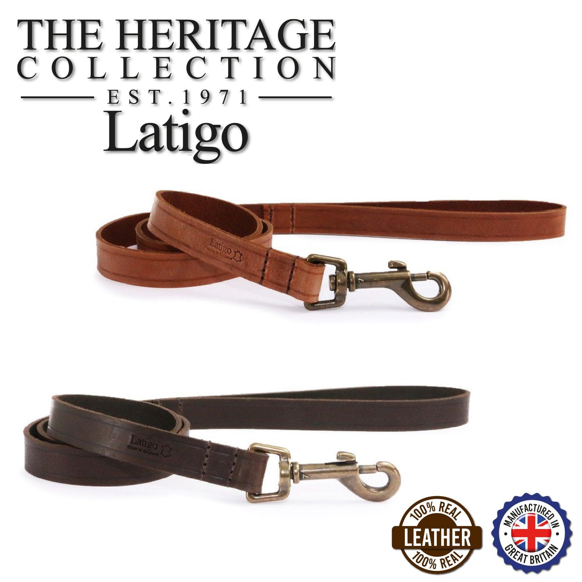 Ancol Latigo Leather Lead Havana 100cm x19mm - Ormskirk Pets